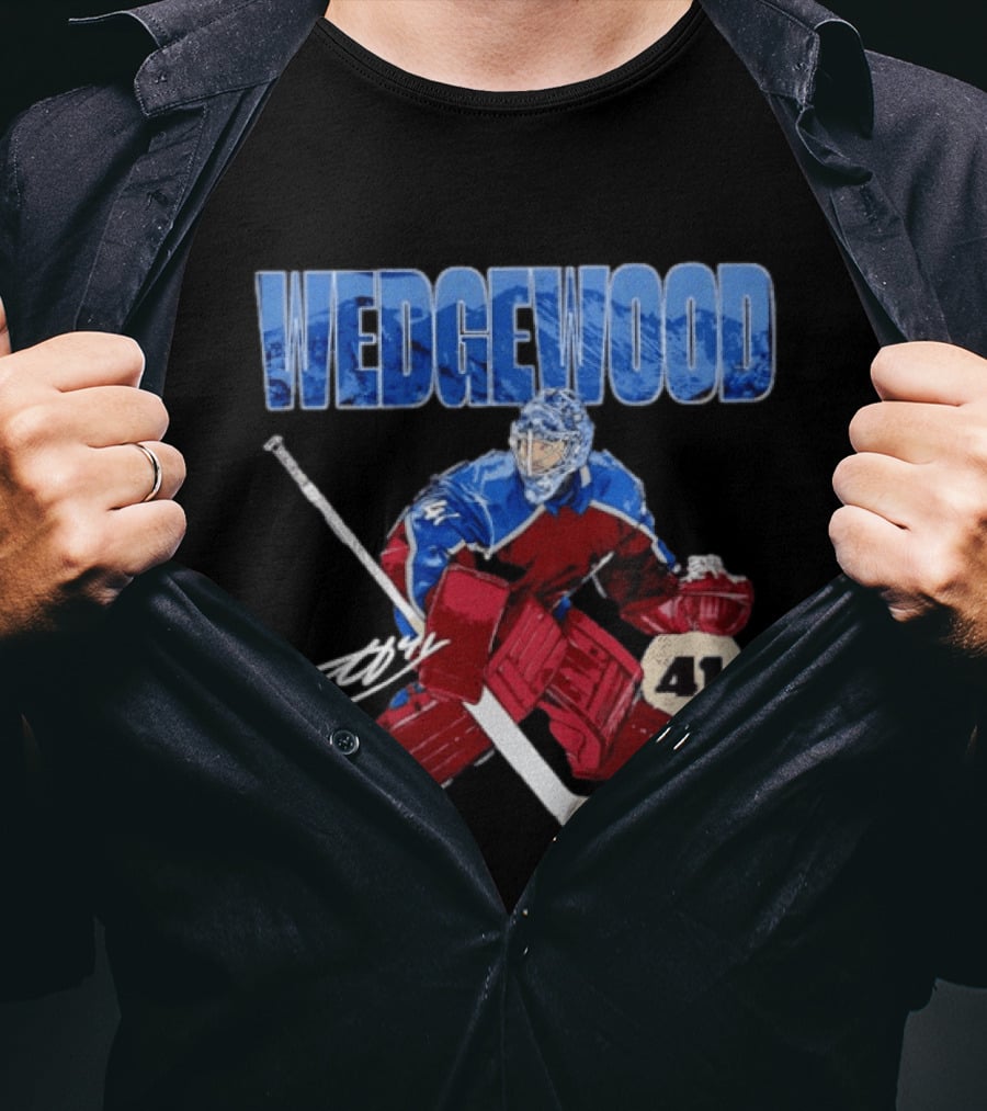 Scott Wedgewood 41 Hockey Goalie Action Colorado Mountains T-Shirt