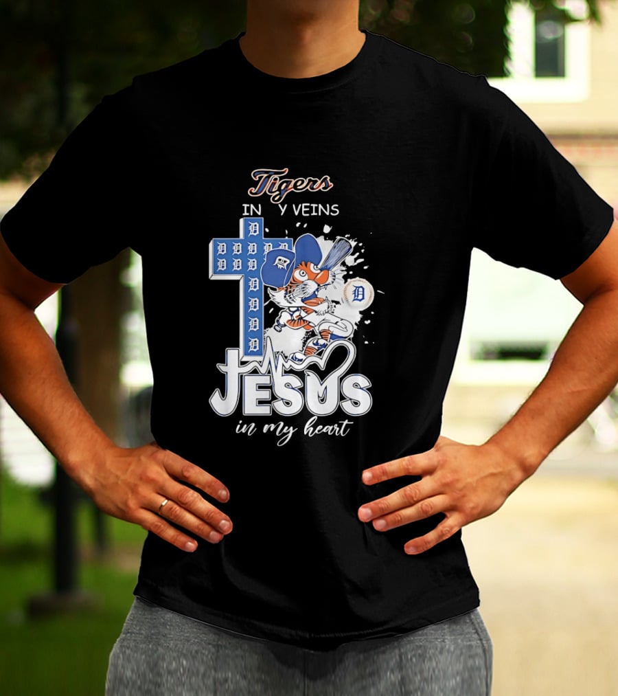Detroit Tigers In My Veins Jesus In My Heart T-Shirt