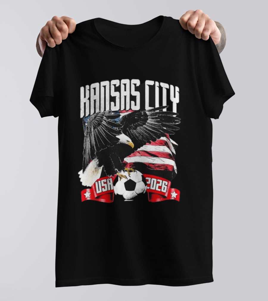 Kansas City USA 2026 Bald Eagle American Flag Soccer Ball T-Shirt