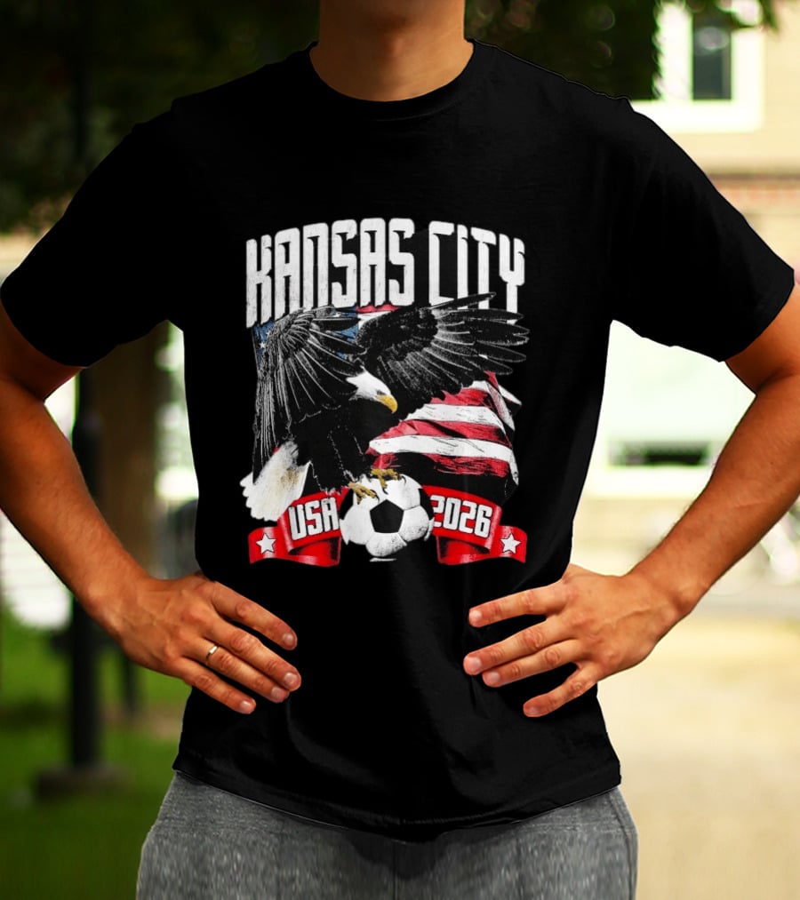 Kansas City USA 2026 Bald Eagle American Flag Soccer Ball T-Shirt
