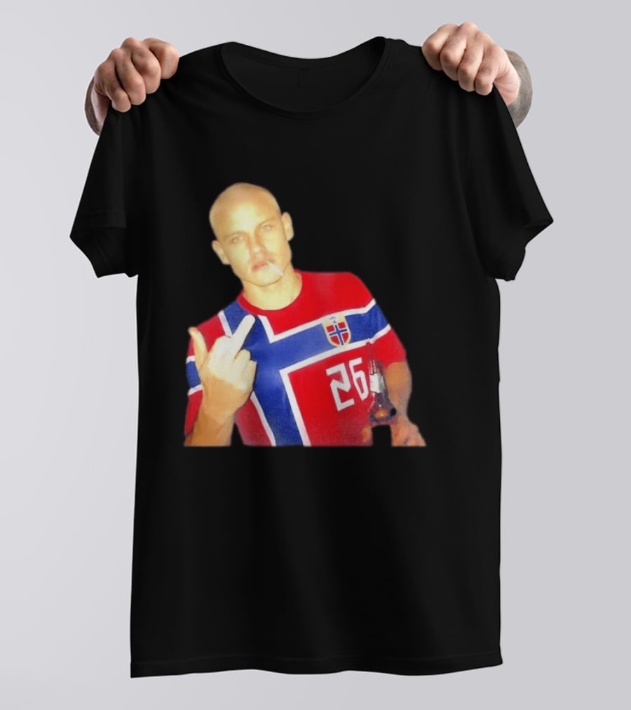 Erling Haaland Norway National Football Team 26 Middle Finger Gesture Jersey T-Shirt