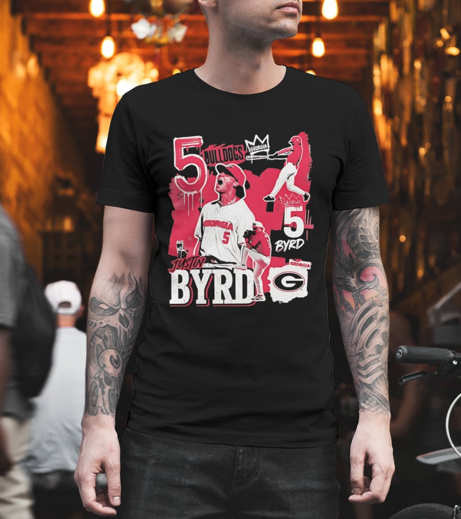 Georgia Bulldogs Justin Byrd 5 Baseball Champion Fan Gear T-Shirt
