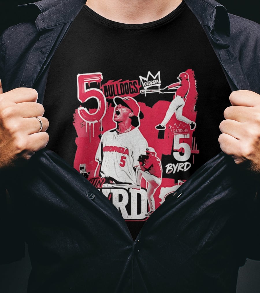 Georgia Bulldogs Justin Byrd 5 Baseball Champion Fan Gear T-Shirt