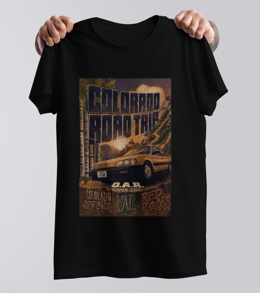 Colorado Road Trip O.A.R Summer 2026 Tour Colorado Springs Vail Red Rocks June 19 20 T-Shirt
