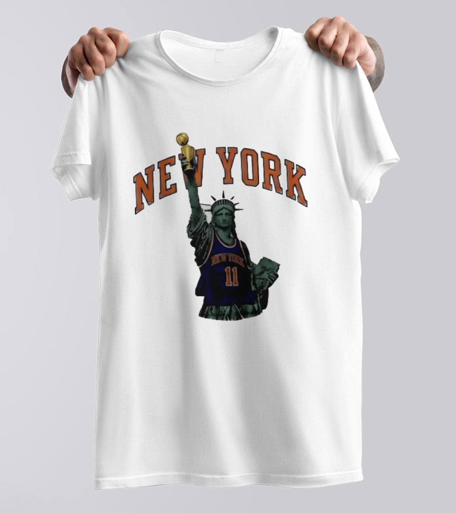 New York Knicks Jalen Brunson Statue Liberty Trophy Meme T-Shirt
