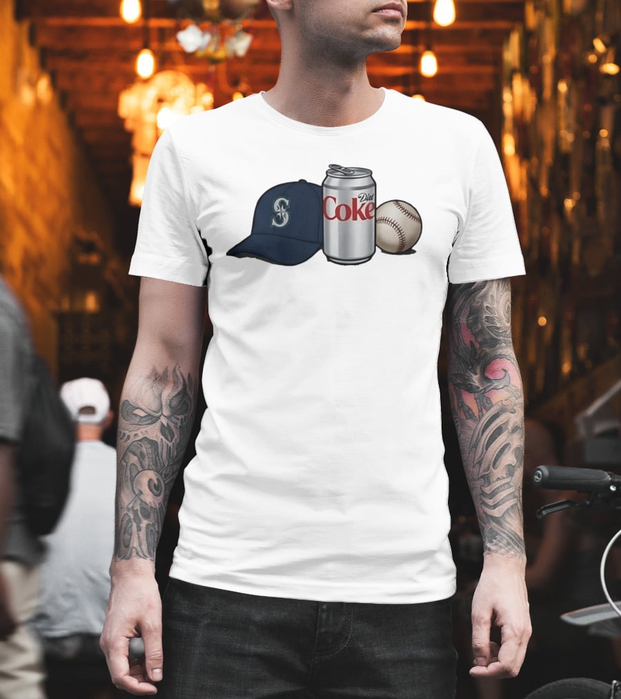 Mariners Diet Coke Baseball Cap And Ball T-Shirt