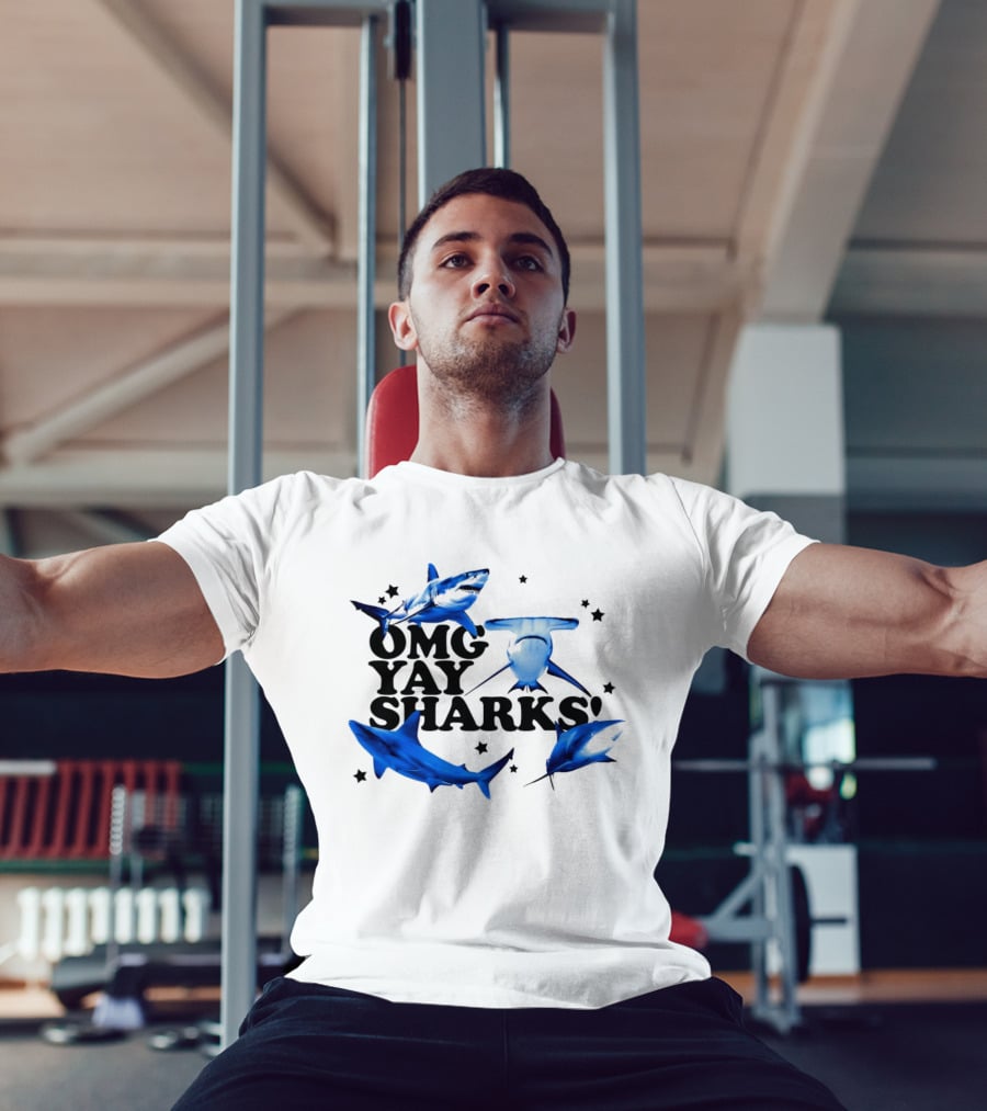 OMG Yay Sharks Ocean Life Marine Biology With Blue Shark Images T-Shirt