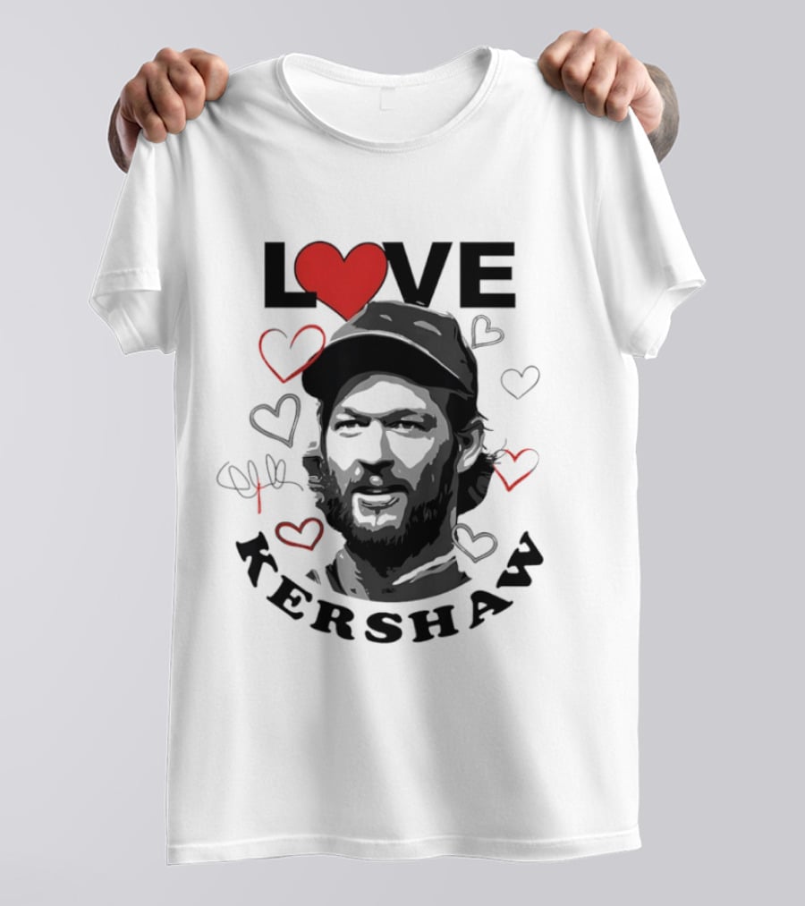 LOVE Kershaw Los Angeles Dodgers Baseball Heart T-Shirt