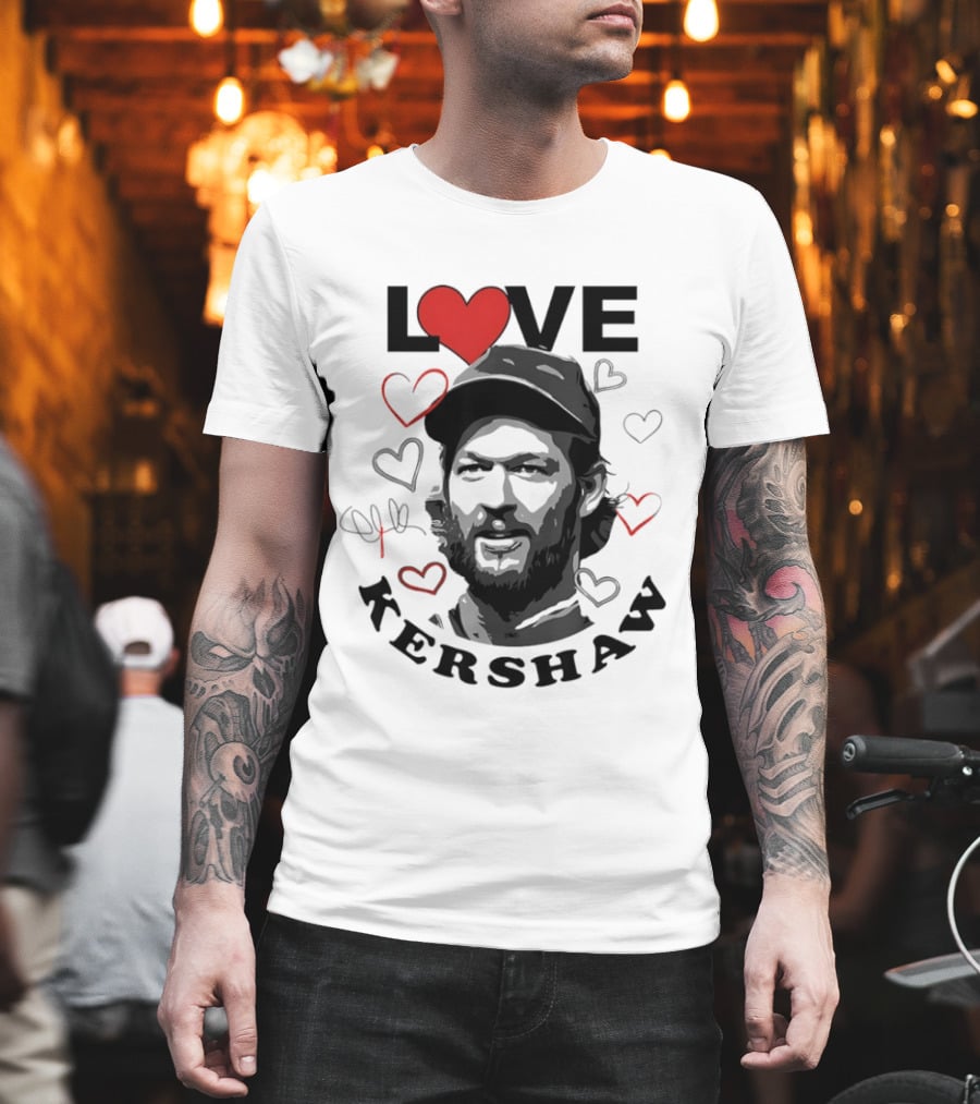 LOVE Kershaw Los Angeles Dodgers Baseball Heart T-Shirt