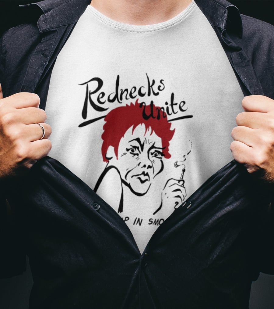 Rednecks Unite Going Up In Smoke Retro Cartoon Style Smoking T-Shirt