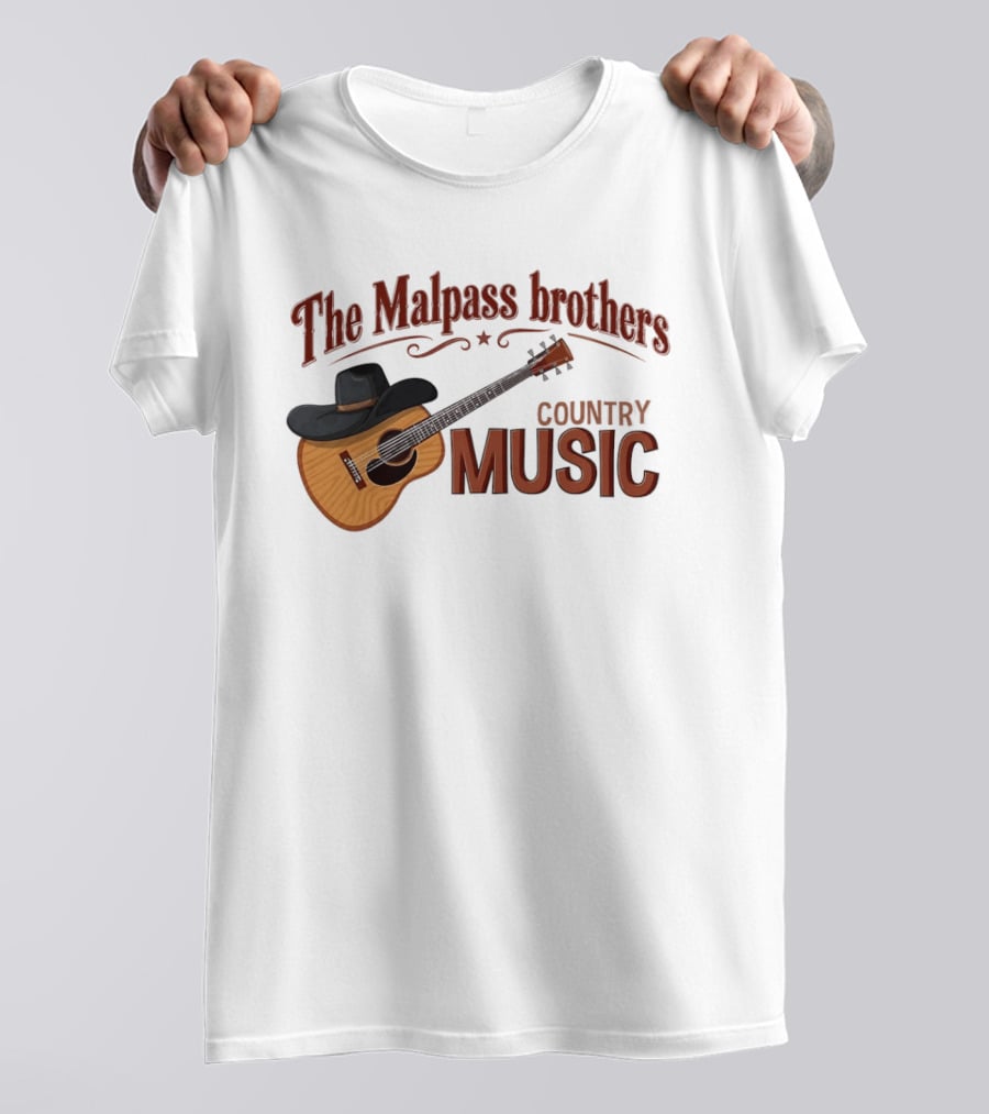 The Malpass Brothers Country Music Guitar And Cowboy Hat T-Shirt