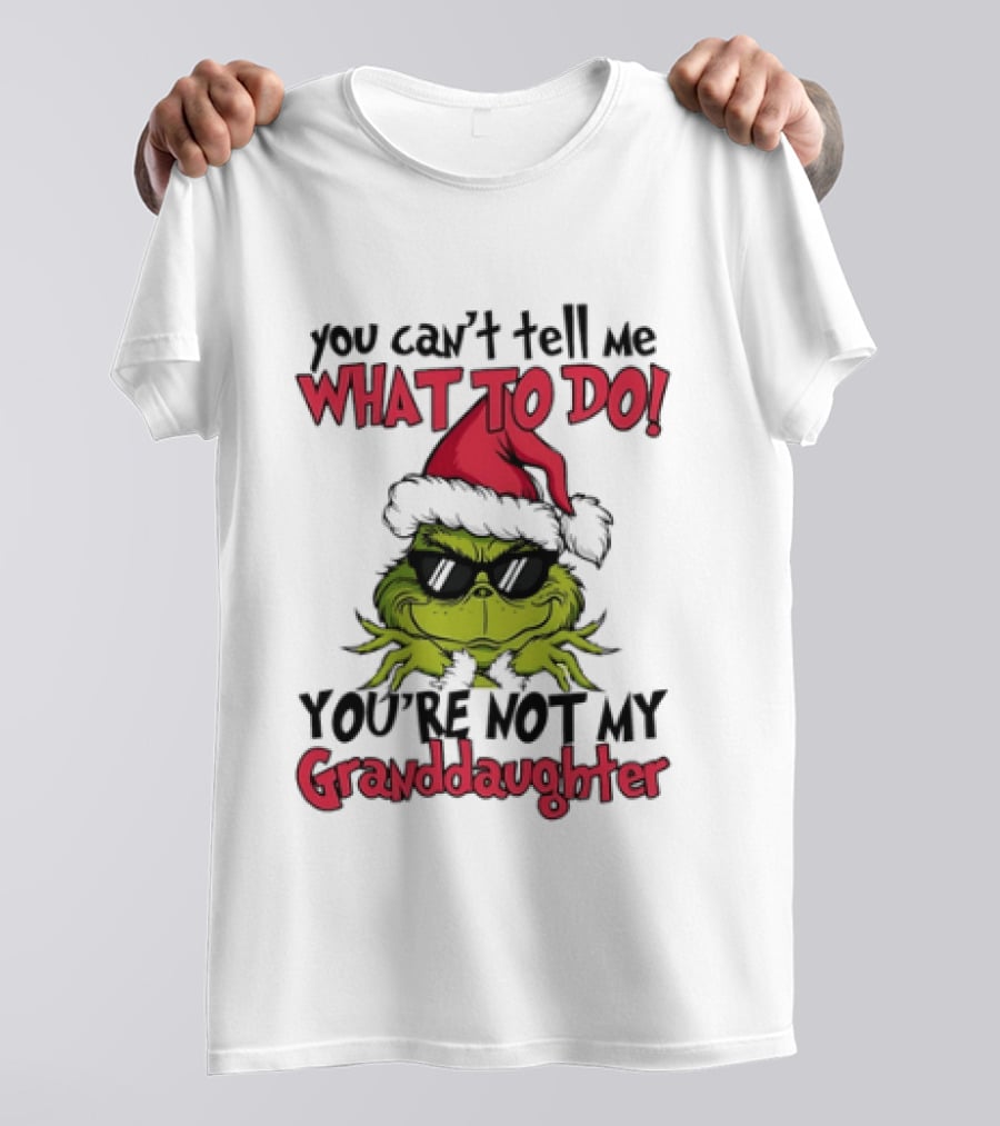 You Can't Tell Me What To Do You're Not My Granddaughter Grinch Santa Hat T-Shirt