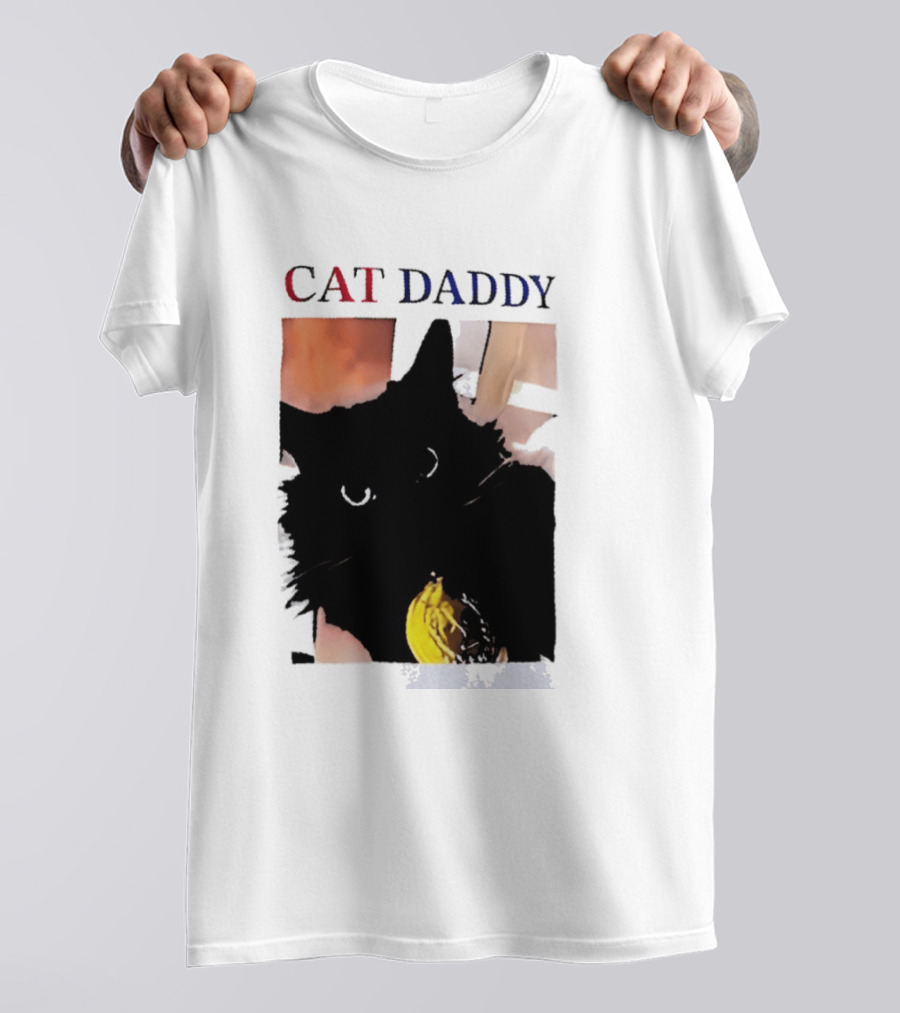 Cat Daddy Black Cat Image With Yellow Banana Accessory T-Shirt