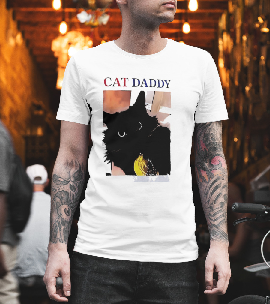 Cat Daddy Black Cat Image With Yellow Banana Accessory T-Shirt