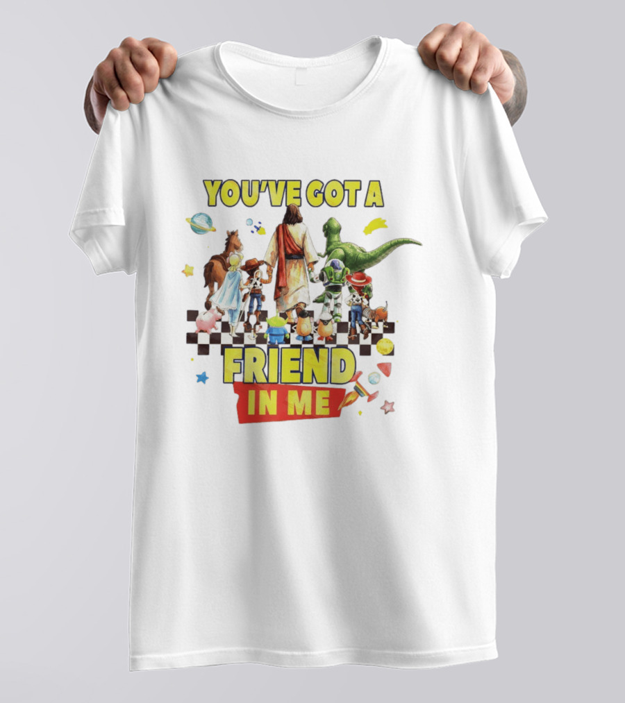 You've Got A Friend In Me Jesus Walking With Toy Story Characters T-Shirt