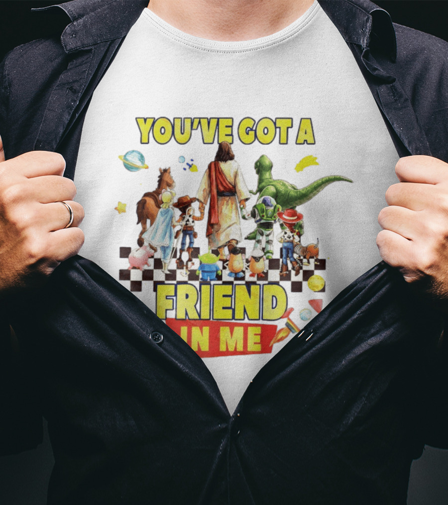 You've Got A Friend In Me Jesus Walking With Toy Story Characters T-Shirt