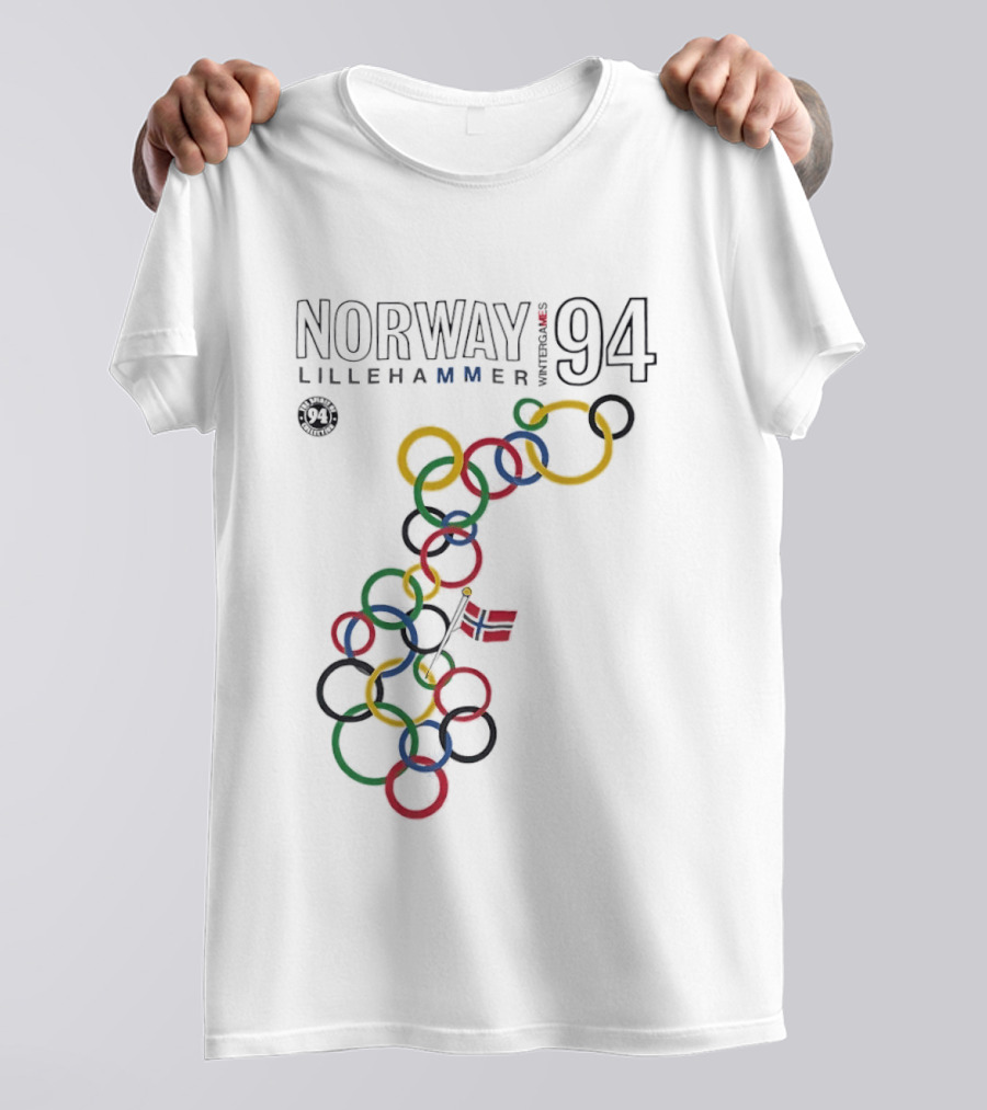Norway Lillehammer 1994 Winter Games Rings Map T-Shirt