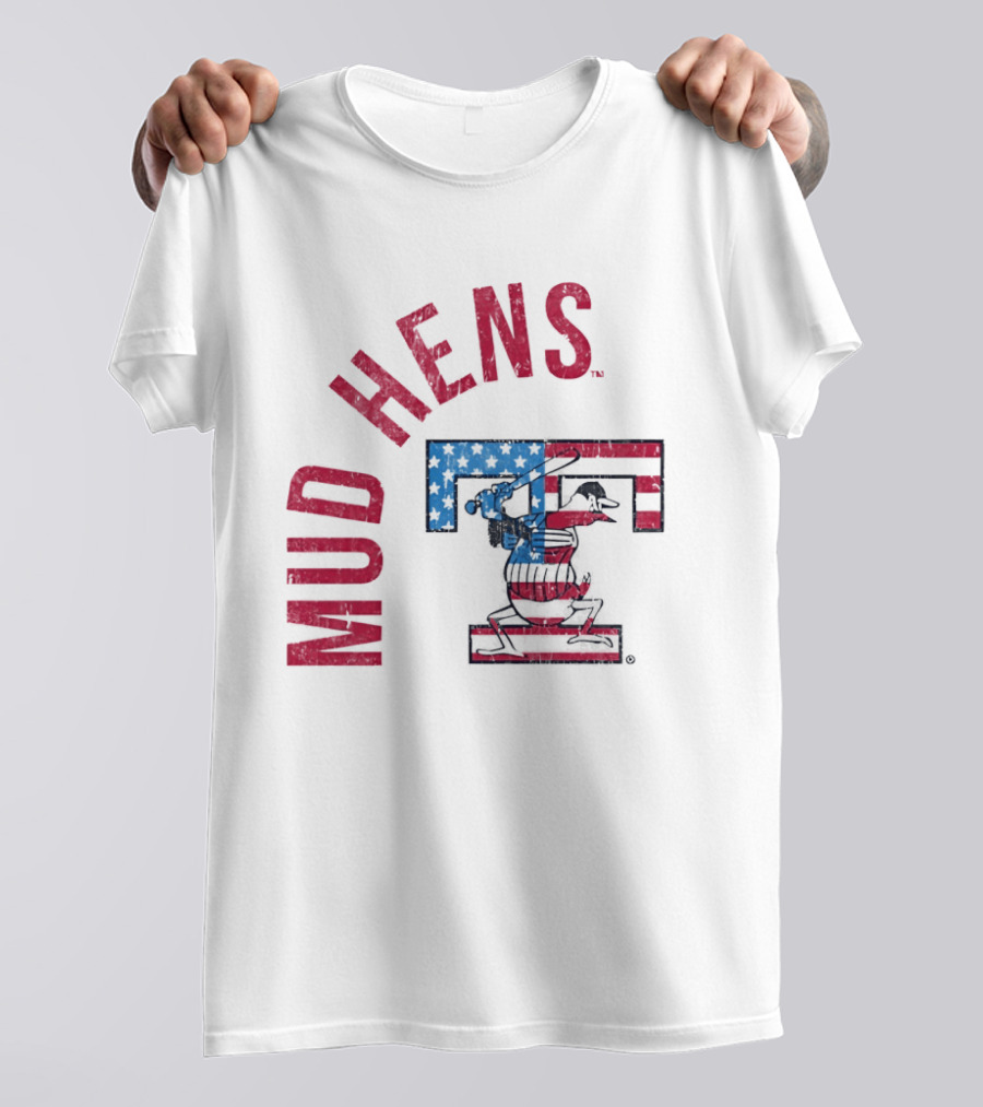Toledo Mud Hens Patriotic Baseball Logo Red White Blue T-Shirt