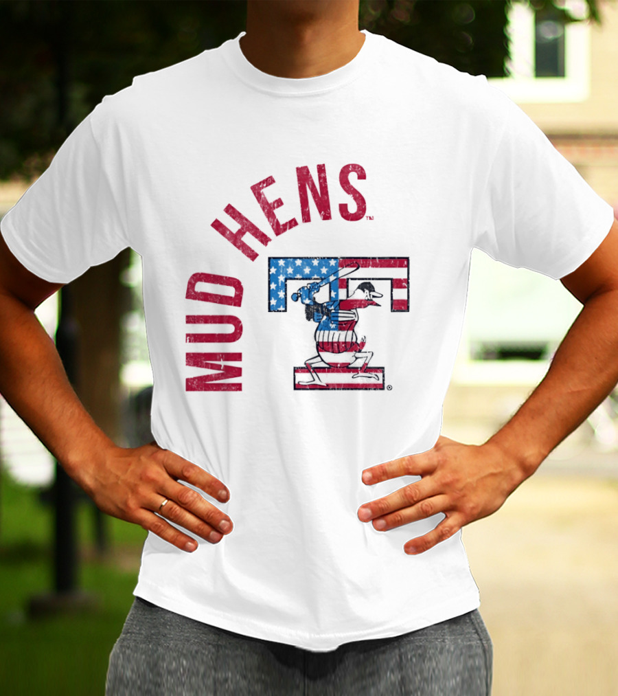 Toledo Mud Hens Patriotic Baseball Logo Red White Blue T-Shirt
