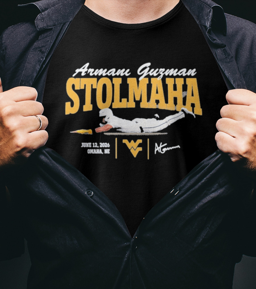 Armani Guzman Stolmaha West Virginia Mountaineers June 12 2026 Omaha NE T-Shirt