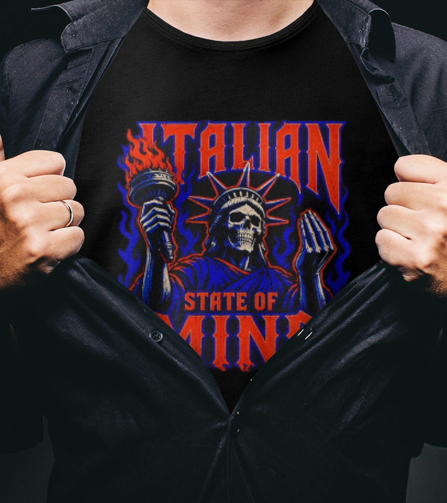 Italian State Of Mind Skeleton Statue Of Liberty New York Knicks T-Shirt