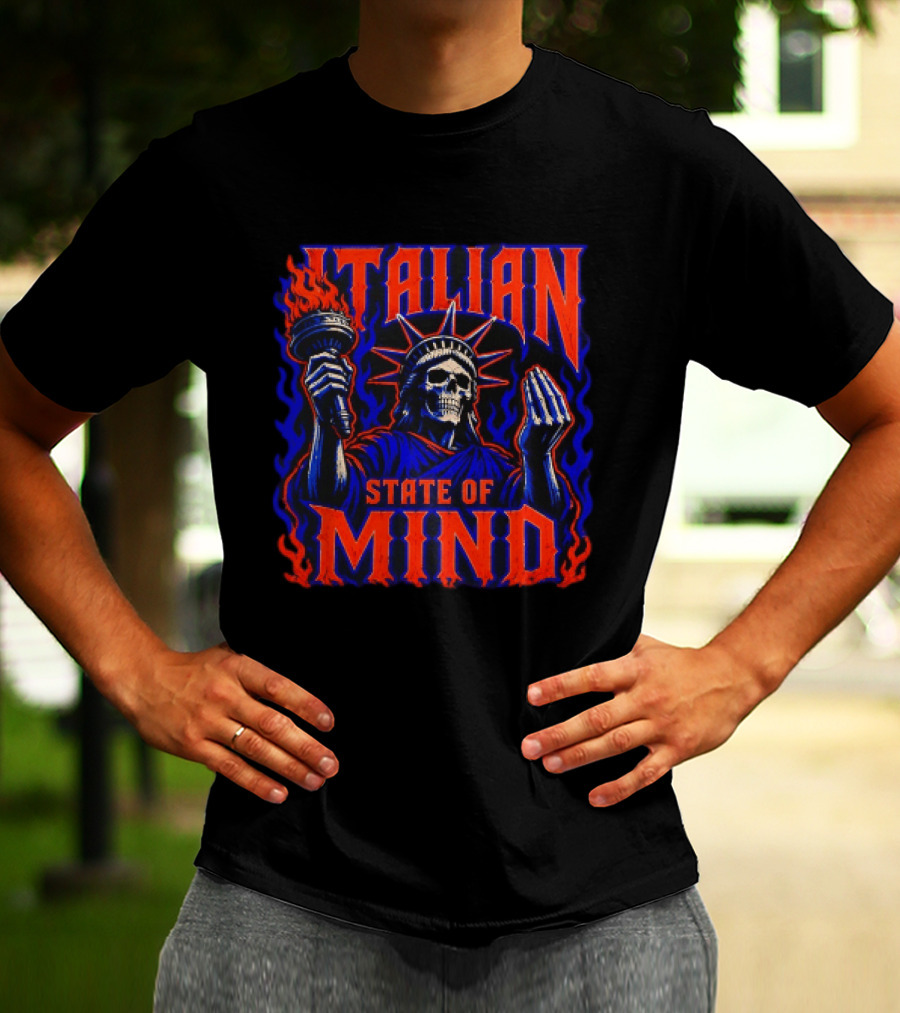 Italian State Of Mind Skeleton Statue Of Liberty New York Knicks T-Shirt