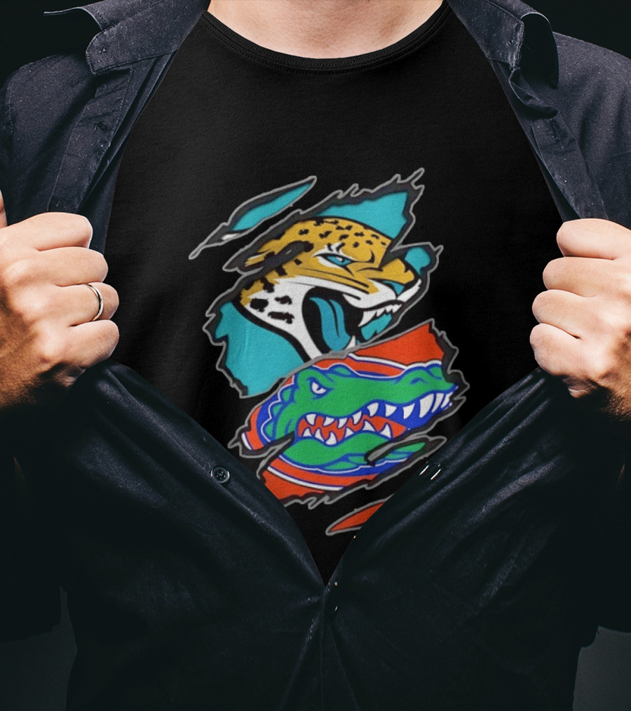Jacksonville Jaguars Florida Gators Two Teams One Heart Scratch T-Shirt