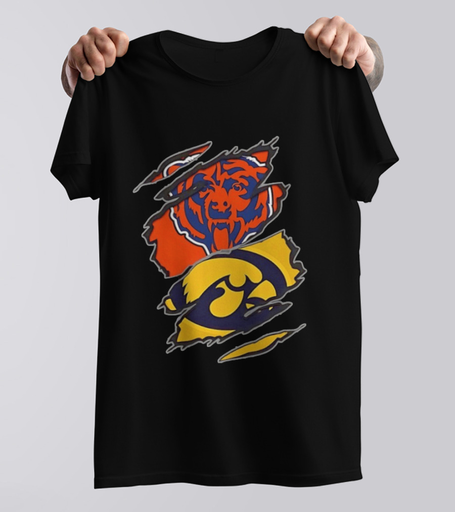 Chicago Bears Iowa Hawkeyes Two Teams One Heart T-Shirt