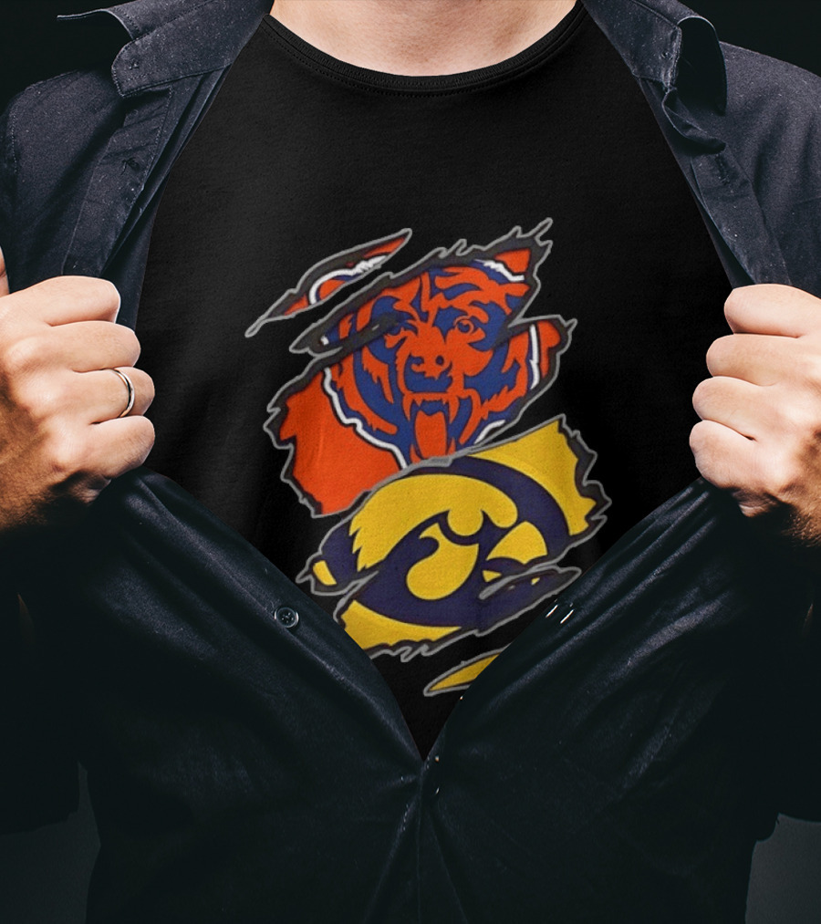 Chicago Bears Iowa Hawkeyes Two Teams One Heart T-Shirt