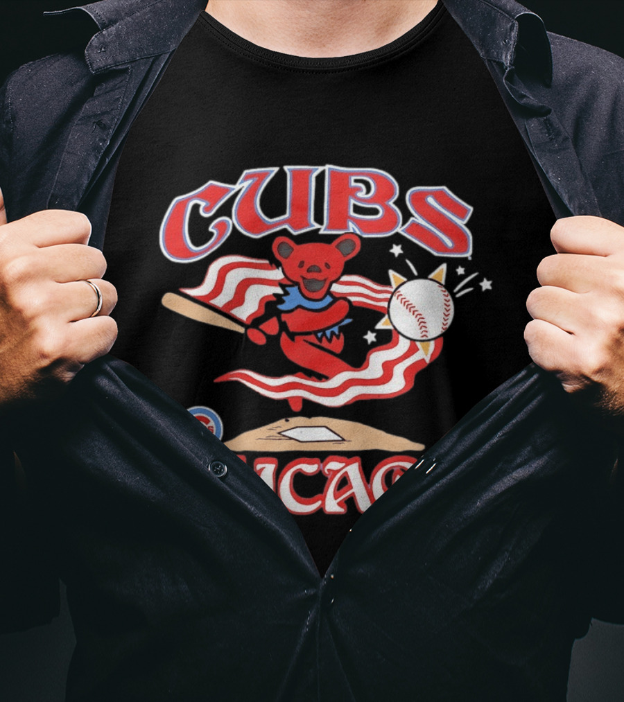 Chicago Cubs Grateful Dead Dancing Bear Baseball Collaboration T-Shirt