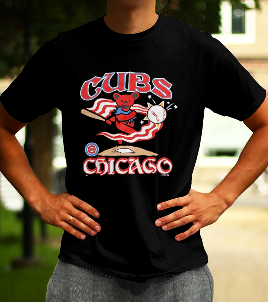 Chicago Cubs Grateful Dead Dancing Bear Baseball Collaboration T-Shirt