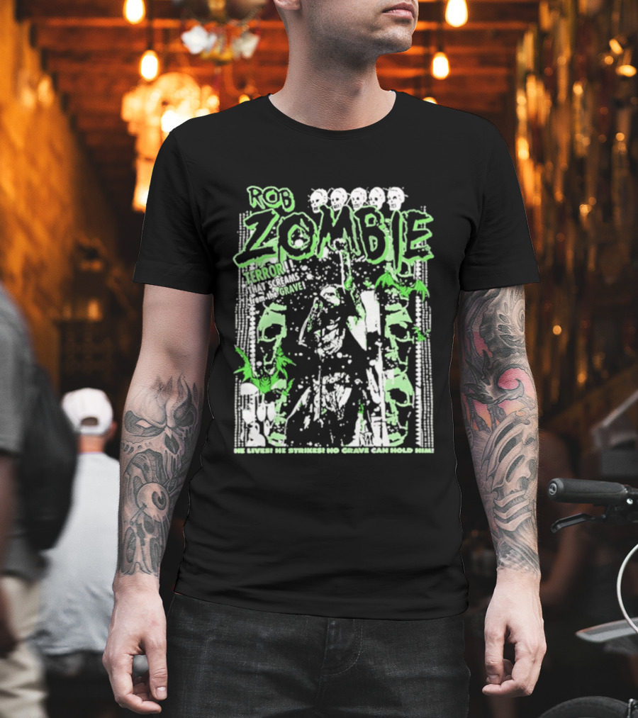 Rob Zombie Neon Green Skeletons Terror From The Grave T-Shirt