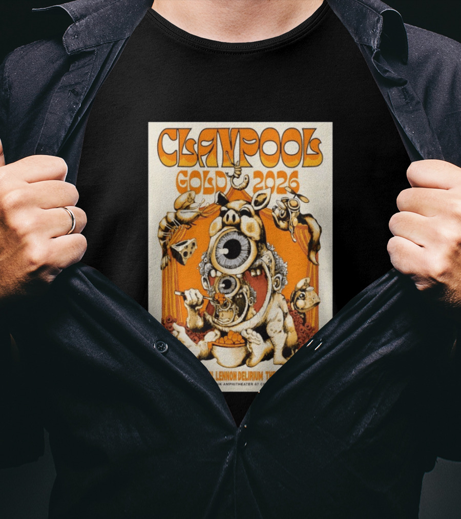 Claypool Gold 2026 Primus Lennon Delirium The Frog Brigade Atlanta June 20 Synovus Bank Amphitheater T-Shirt