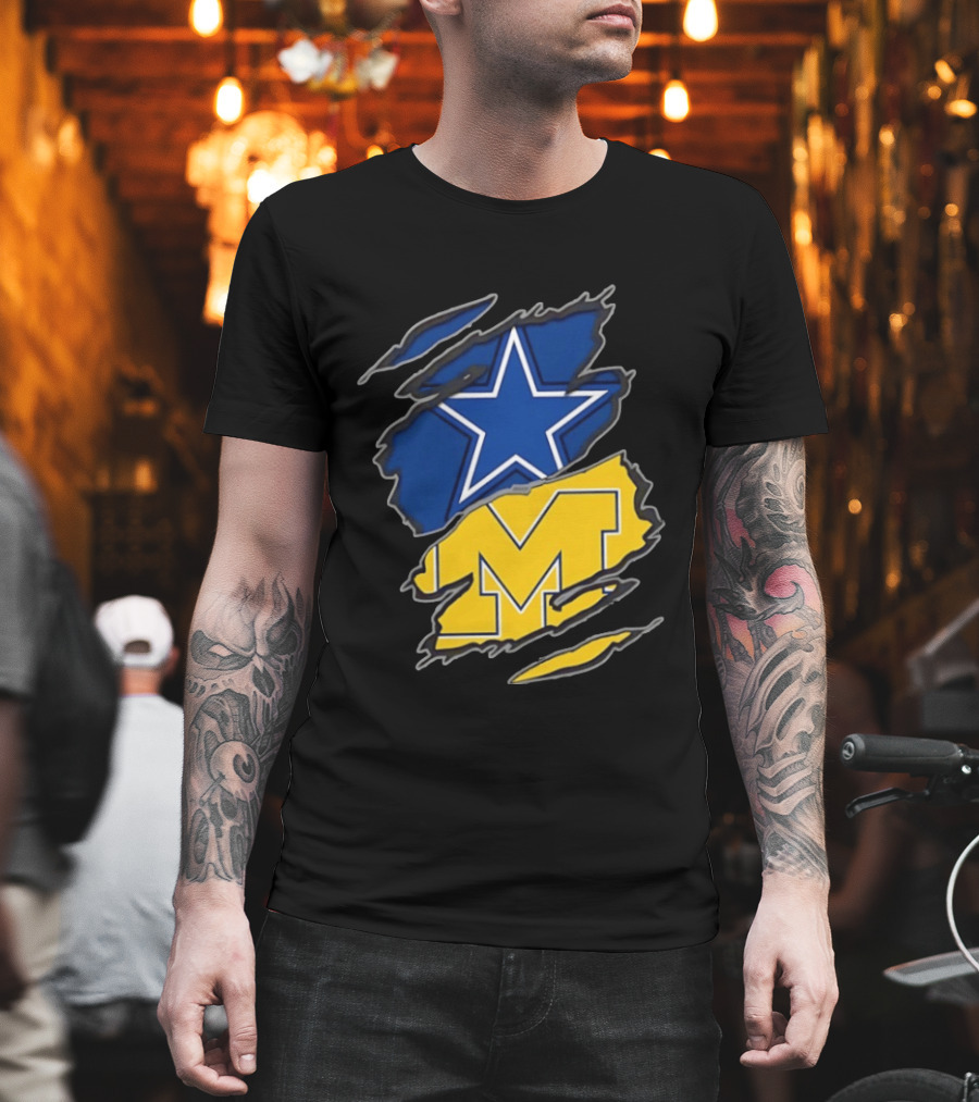 Dallas Cowboys Michigan Wolverines Two Teams One Heart T-Shirt