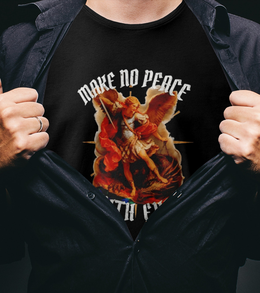 Make No Peace With Evil Angelic Warrior With Sword And Wings T-Shirt
