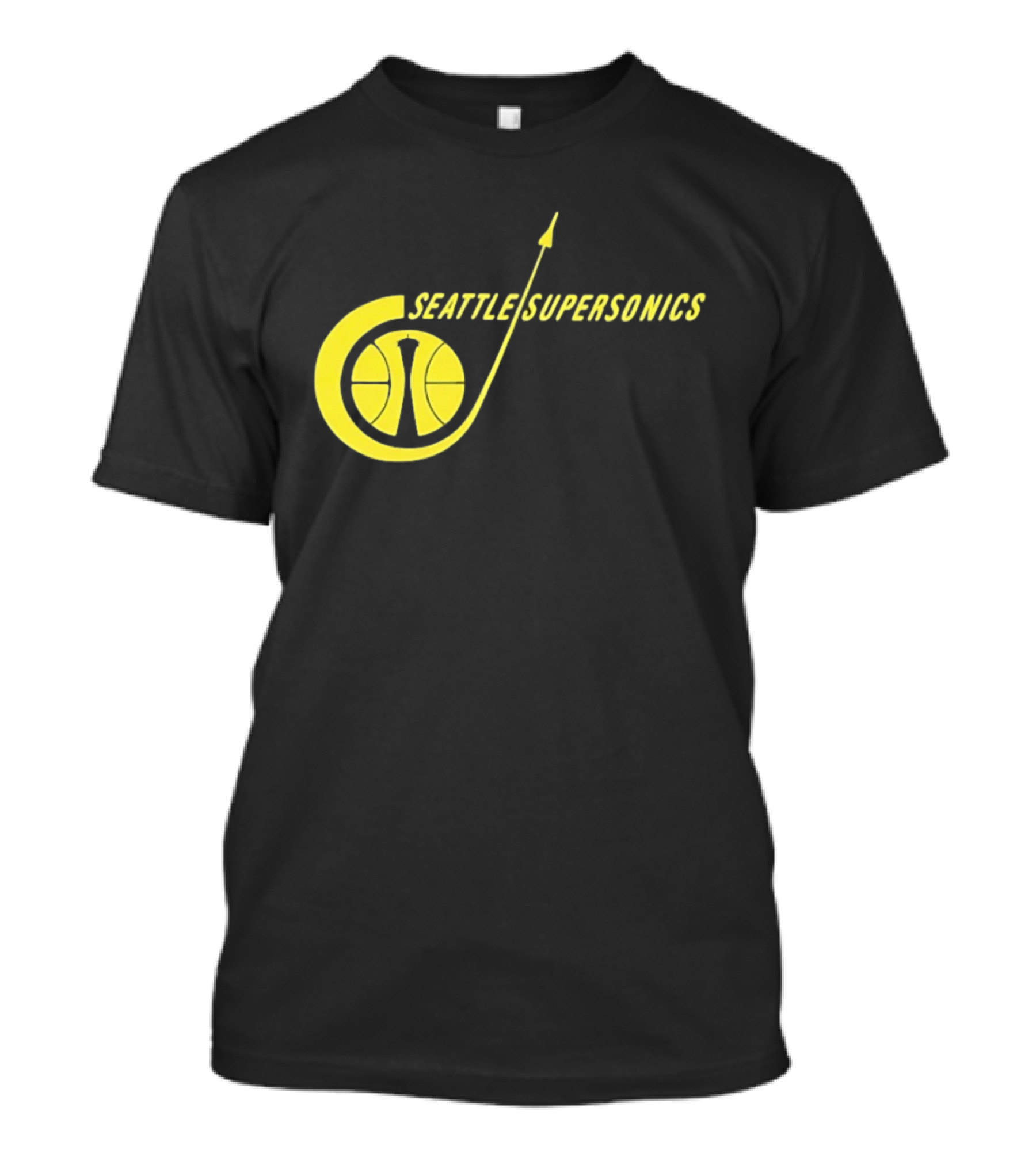 Seattle SuperSonics Basketball Space Needle Icon Yellow T-Shirt
