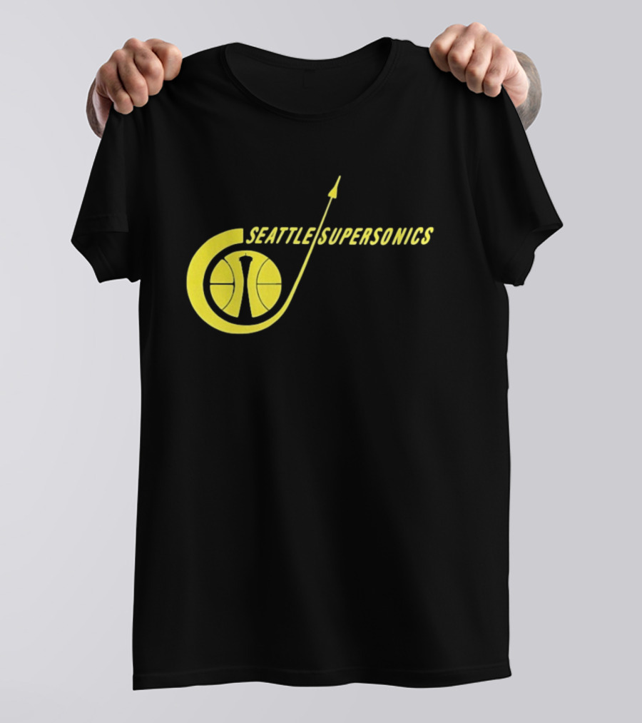Seattle SuperSonics Basketball Space Needle Icon Yellow T-Shirt