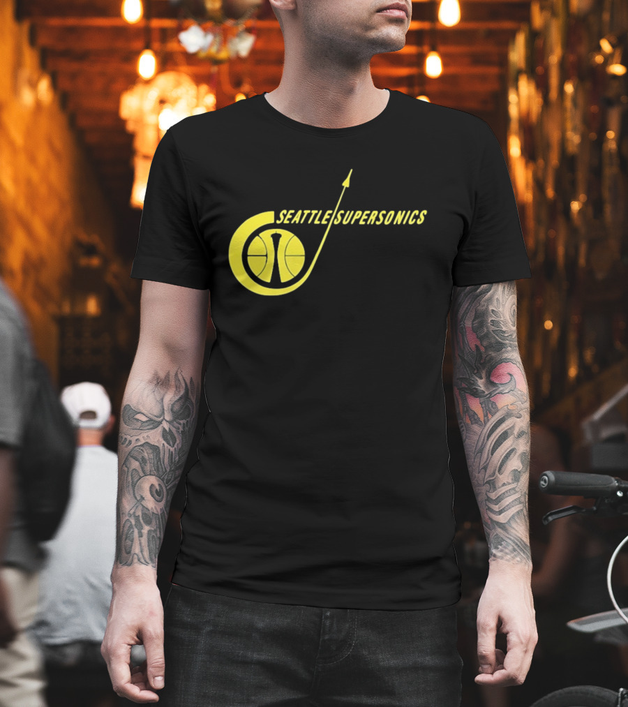 Seattle SuperSonics Basketball Space Needle Icon Yellow T-Shirt