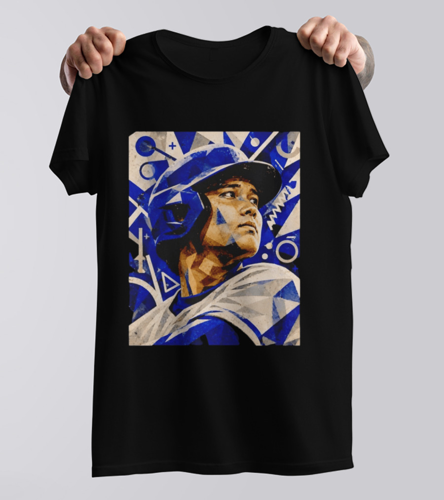 Shohei Ohtani Los Angeles Dodgers Geometric Blue Abstract Baseball T-Shirt