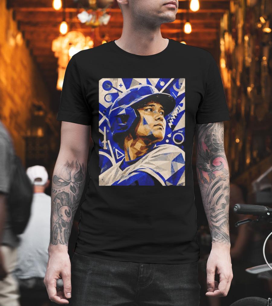 Shohei Ohtani Los Angeles Dodgers Geometric Blue Abstract Baseball T-Shirt