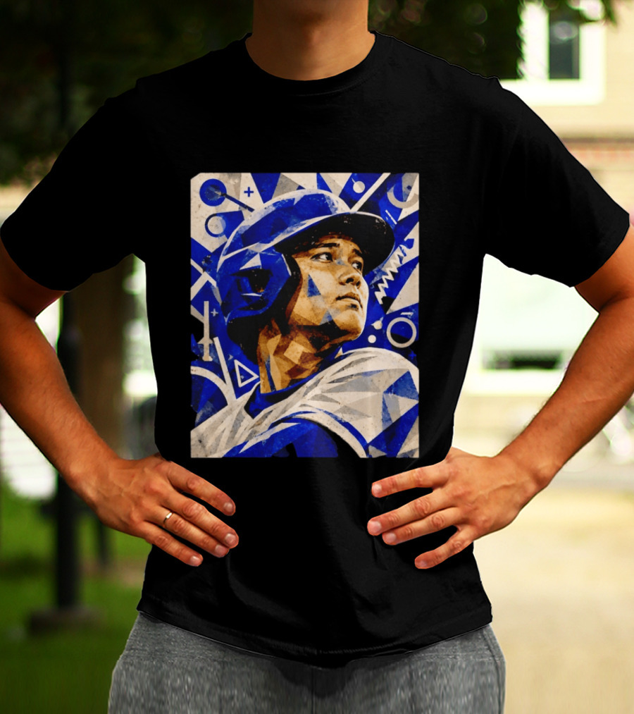 Shohei Ohtani Los Angeles Dodgers Geometric Blue Abstract Baseball T-Shirt