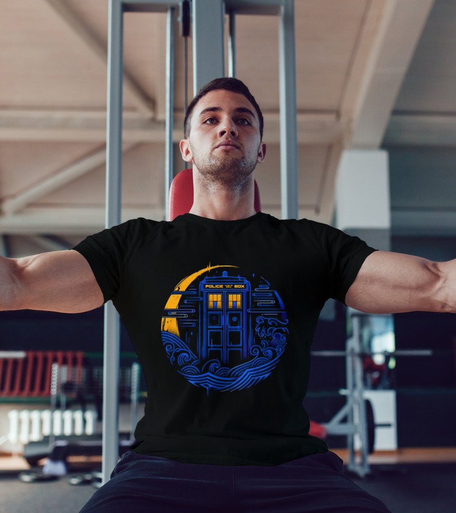 Doctor Who TARDIS Police Box Japanese Wave Sci Fi T-Shirt