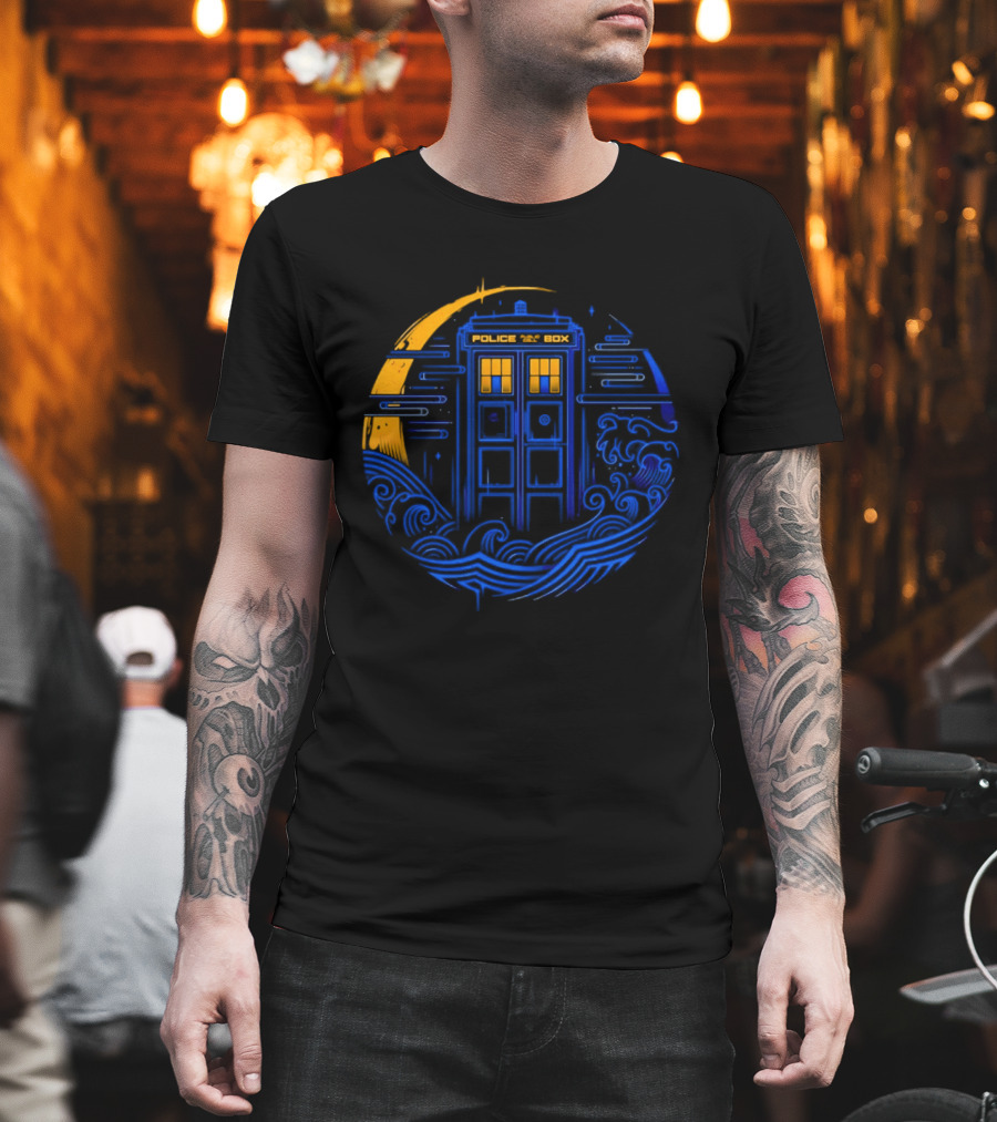 Doctor Who TARDIS Police Box Japanese Wave Sci Fi T-Shirt