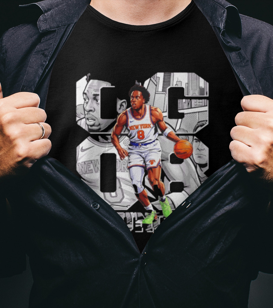 New York Anunoby 08 Basketball Comic Knicks T-Shirt