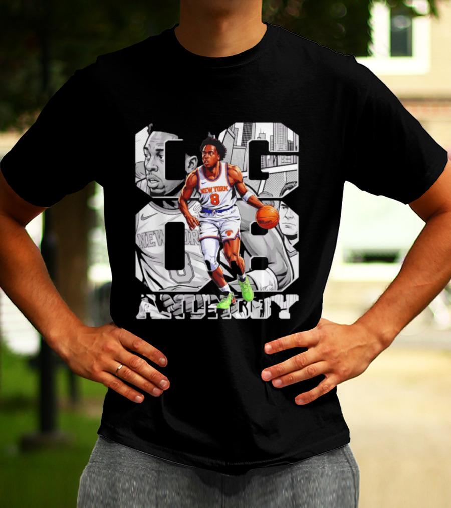 New York Anunoby 08 Basketball Comic Knicks T-Shirt
