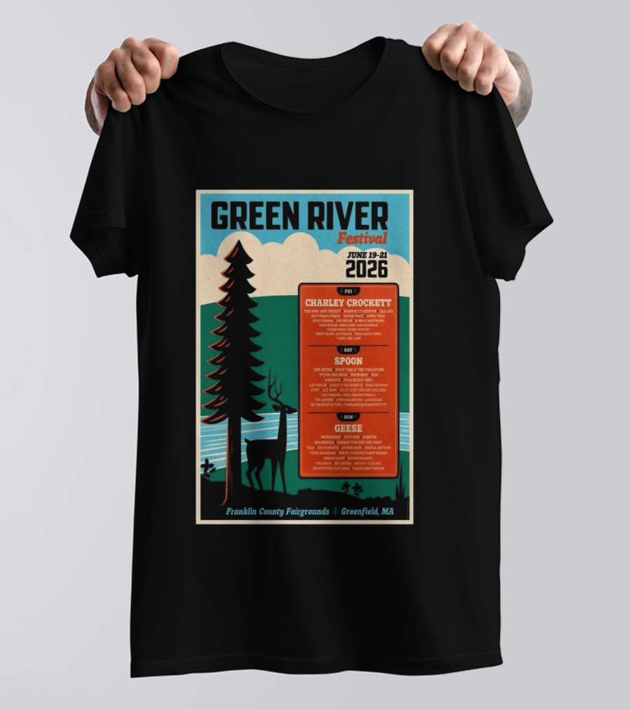 Green River Festival June 19 21 2026 Franklin County Fairgrounds Greenfield MA Featuring Charley Crockett Spoon Geese T-Shirt