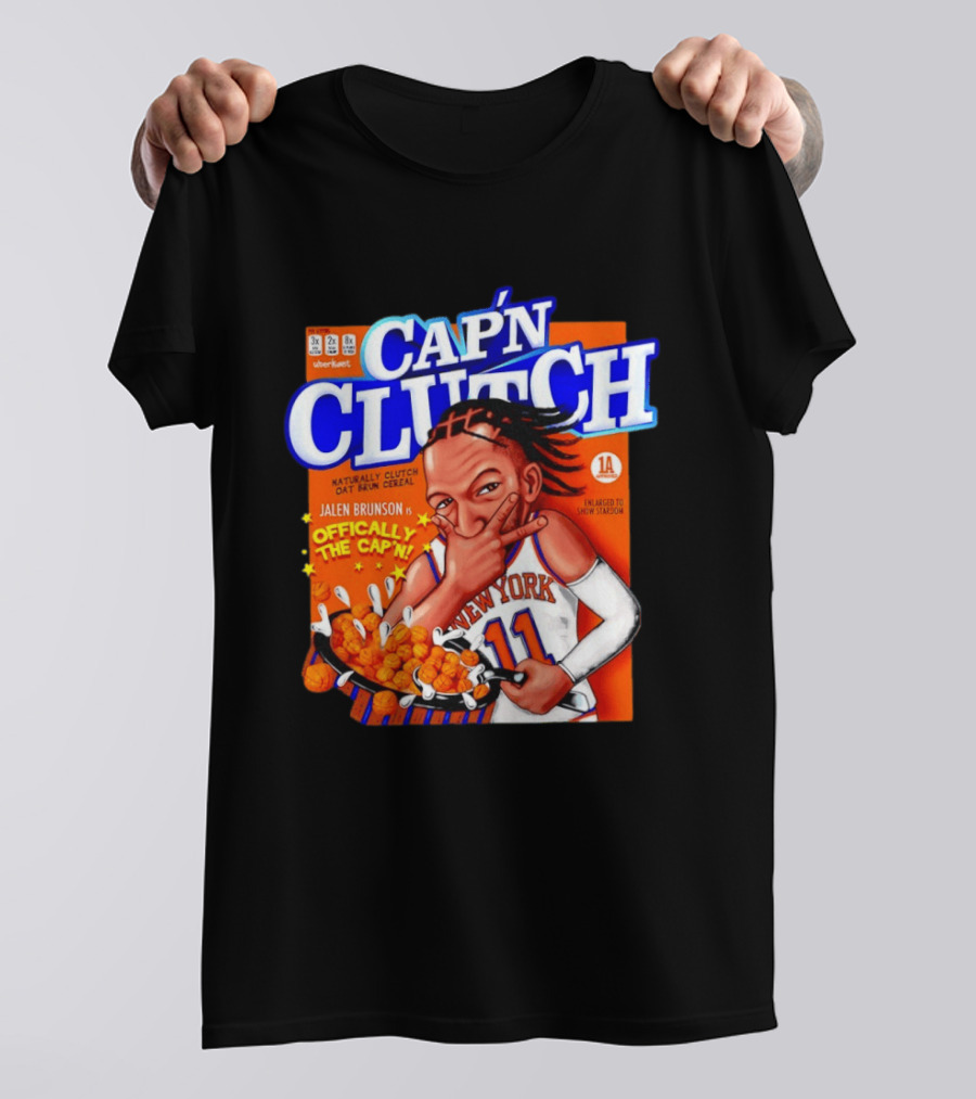Cap'n Clutch Jalen Brunson New York Offically The Cap'n Cereal Box Comic T-Shirt