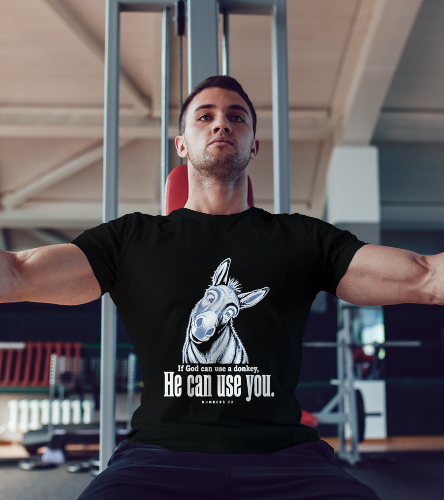If God Can Use A Donkey He Can Use You Cartoon Donkey Numbers 22 T-Shirt