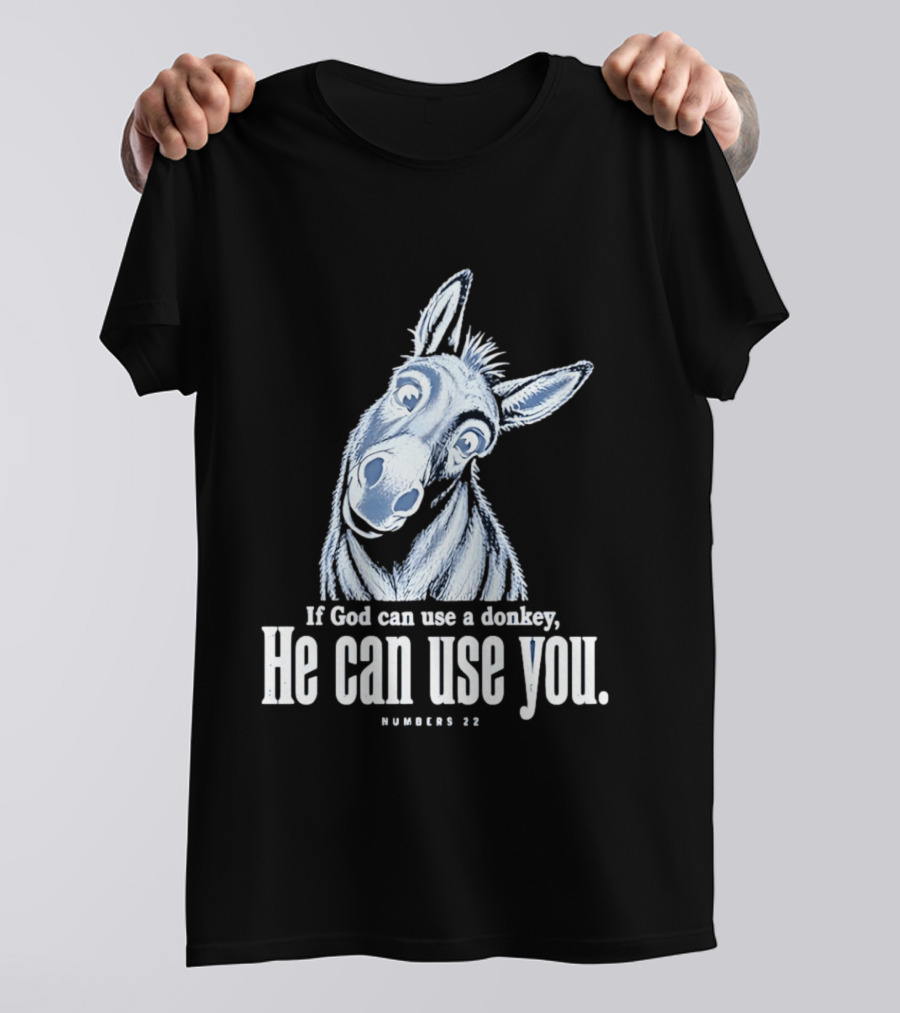 If God Can Use A Donkey He Can Use You Cartoon Donkey Numbers 22 T-Shirt
