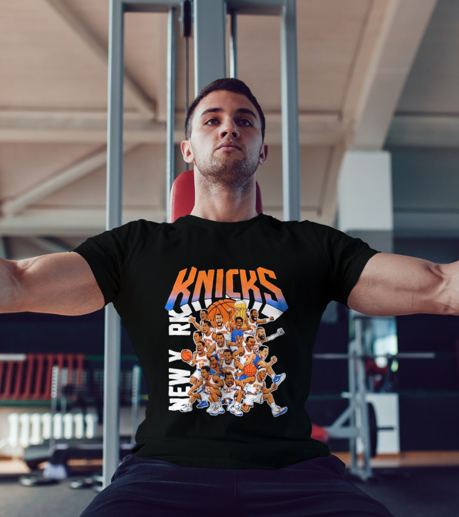 New York Knicks Cartoon Players 2026 Basketball Team Fun T-Shirt